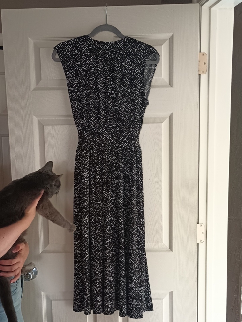 Sleeveless Black & White Polka Dot Maxi Dress